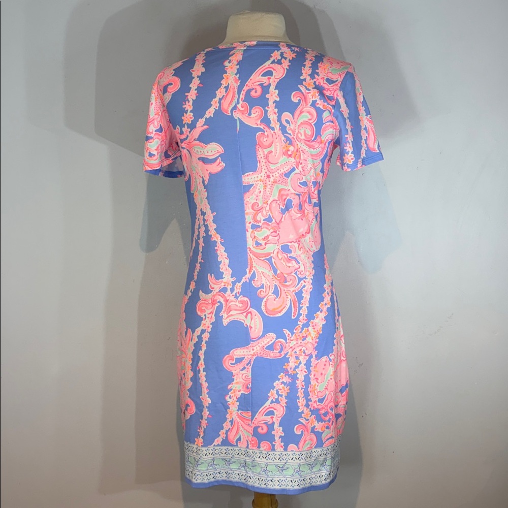 Lilly Pulitzer DECLAN DRESS medium GO WITH THE FLOW ENG Blue Peri NWOT - Picture 3 of 15